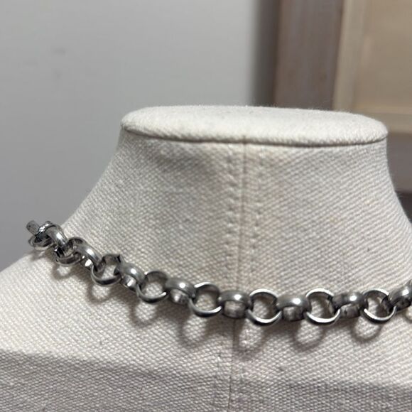 Multi Strand Silver-tone 40 in. Long Chain necklace with Oval CZ Accents. - Picture 6 of 8